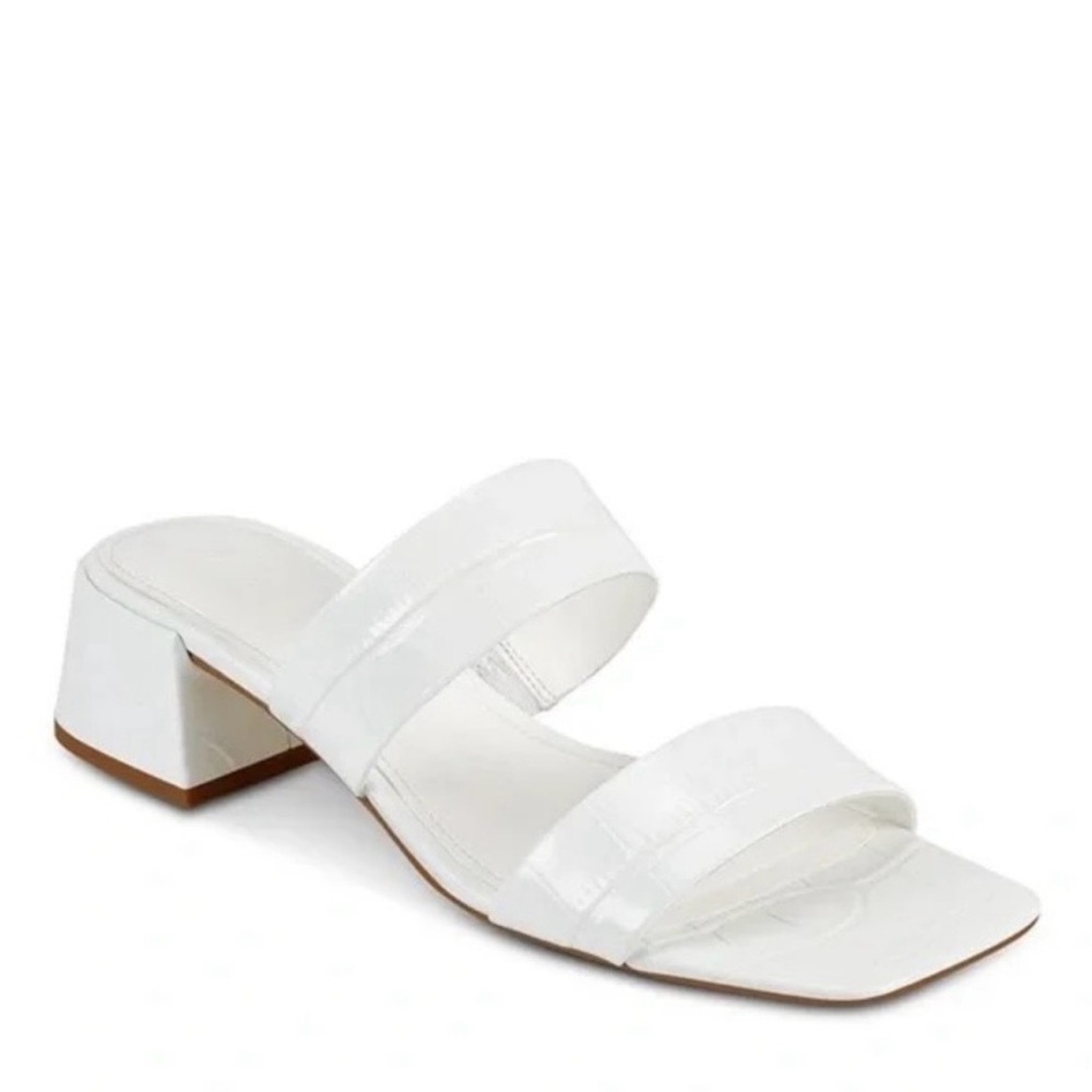 Marc Fisher White Croc Slide Sandals